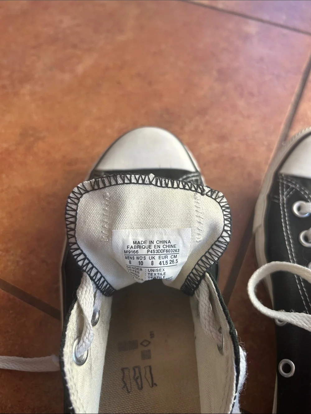 Converse Men's Black and White Low Top Canvas Sneakers - Picture 4 of 5